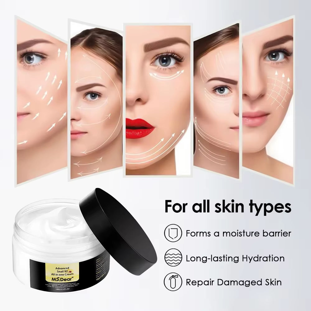 Hyaluronic Face Moisturizer Moisturizing Snail Cream Anti-Wrinkle Aging Moisturizing Shrink Pores Whitening Smooth Skin Care