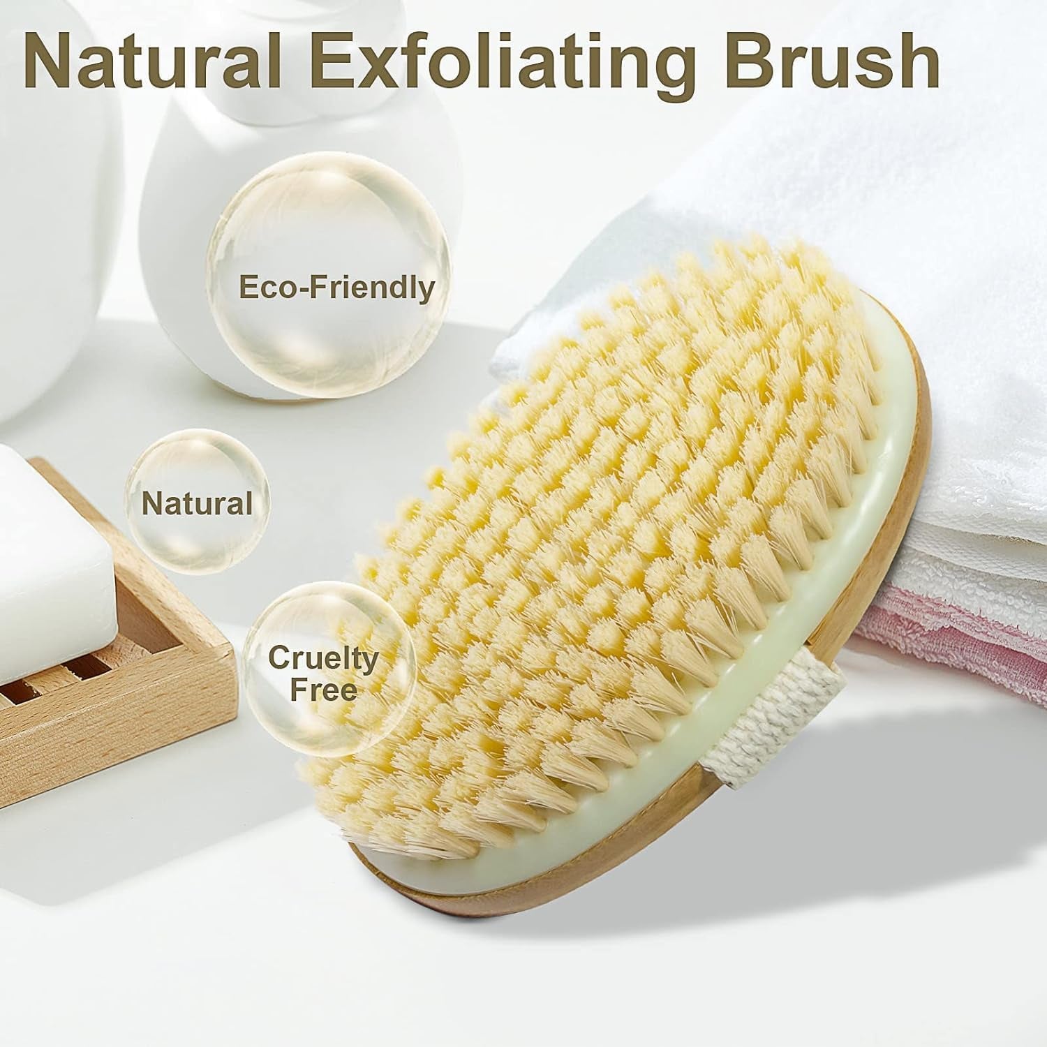 Bamboo Dry Body Brushes,Dry Body Scrubber for Dry Skin, Blood Circulation, Cellulite Treatment,Drying Brush Suitable for All Kinds of Skin with Soft and Stiff Bristles