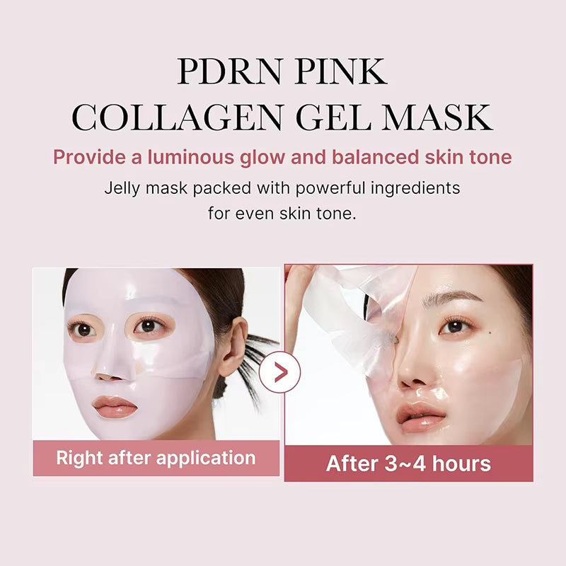 Pink Collagen Gel Salmon Pdrn Facial Mask,Deep Hydrating,Moisturizing and Firming Hydrogel Jelly Face Sheeets,Balance Skin Tone