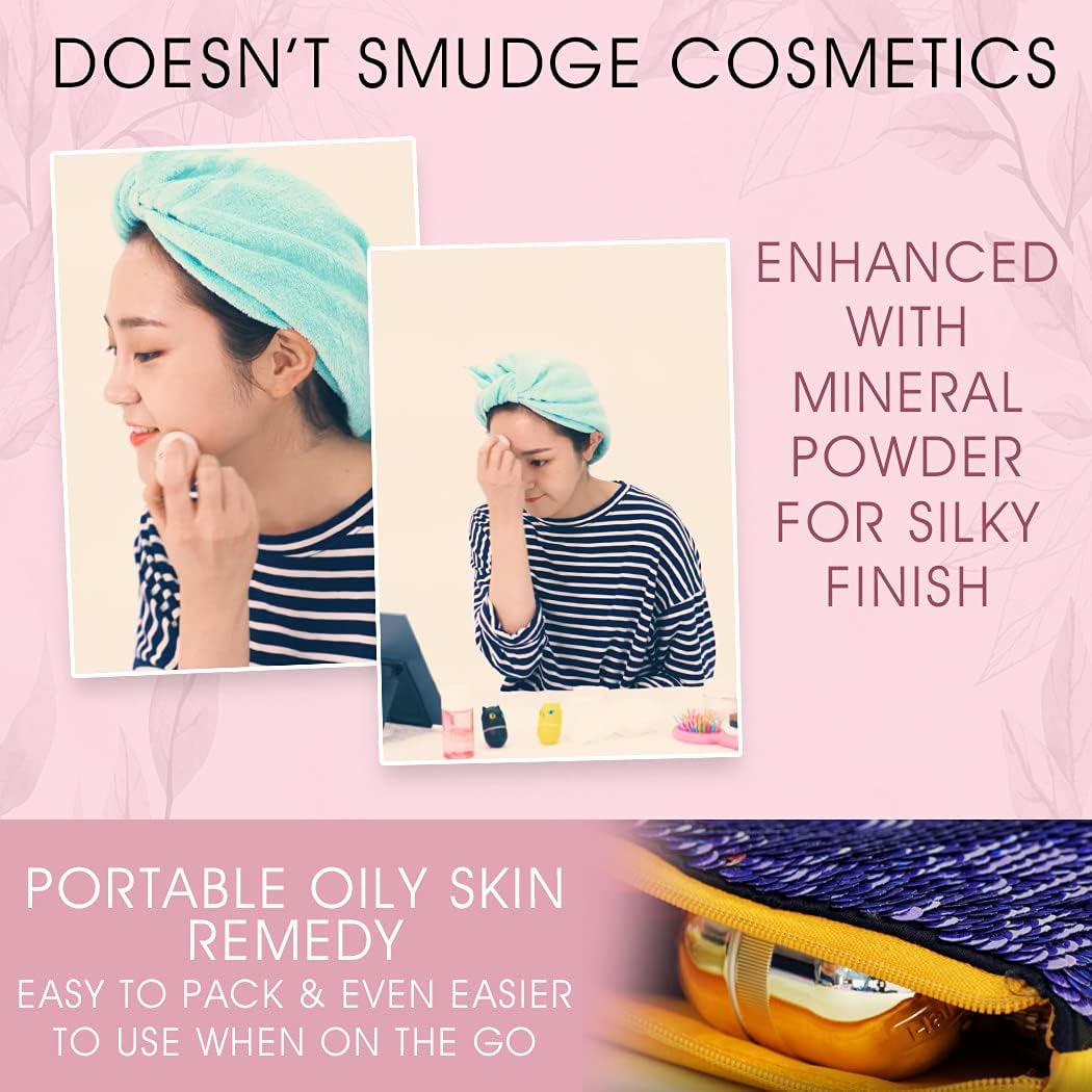 Haruen Original Oil Absorbing Volcanic Rock Roller Oily Skin Shine Control – Volcano Stone Oil Remover Korean Face Skincare Tool – Mattifying, Portable, Reusable Absorbent Blotting Ball (Rose Gold)