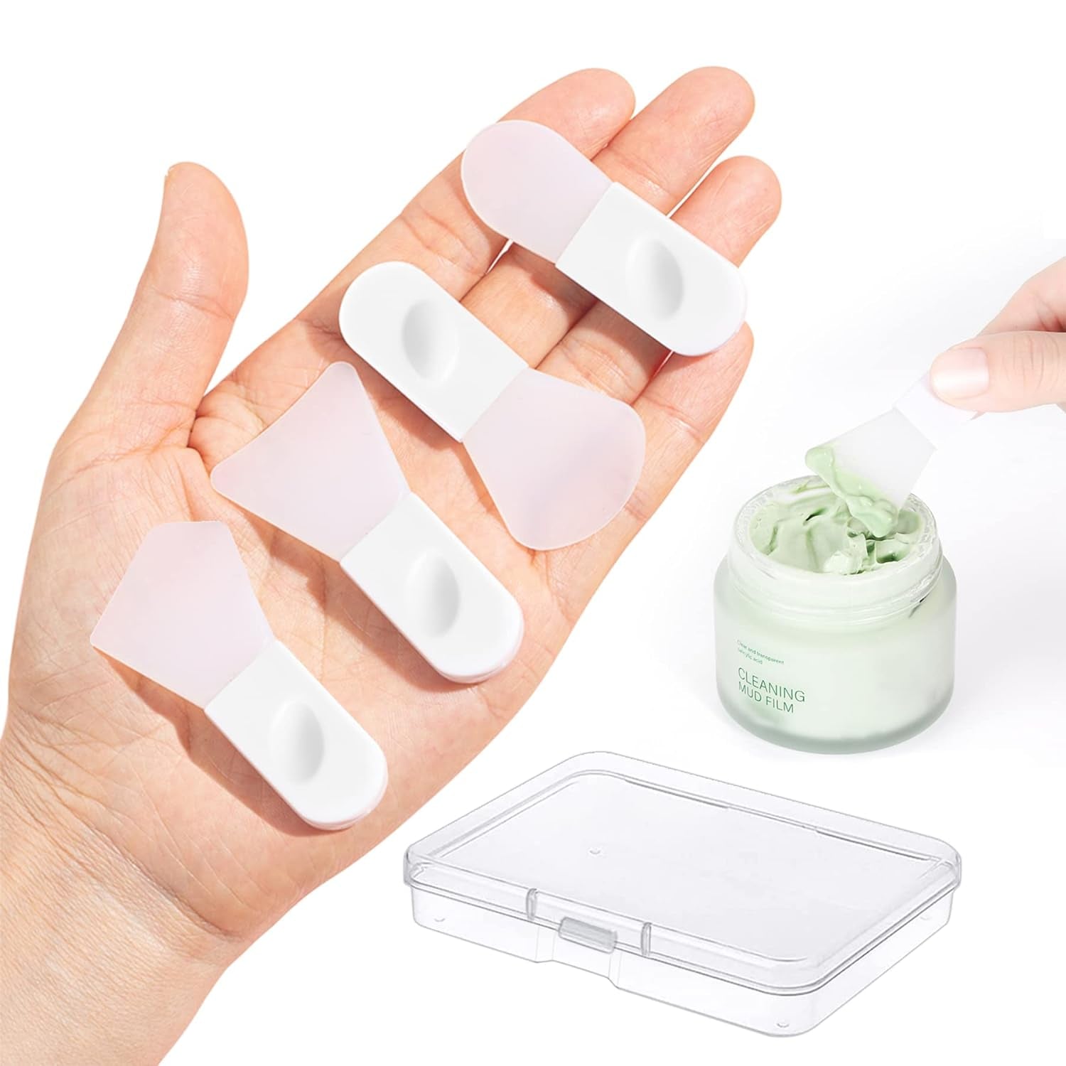 4PCS Face Mask Applicator Brushes,  Soft Silicone Face Mask Brush Portable Makeup Spatula for Cosmetic Mask, Mud, Clay Mask, Eye Mask, Body Lotion