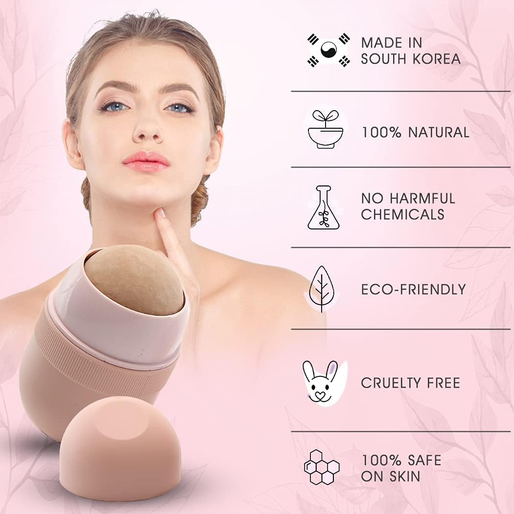 Haruen Original Oil Absorbing Volcanic Rock Roller Oily Skin Shine Control – Volcano Stone Oil Remover Korean Face Skincare Tool – Mattifying, Portable, Reusable Absorbent Blotting Ball (Rose Gold)