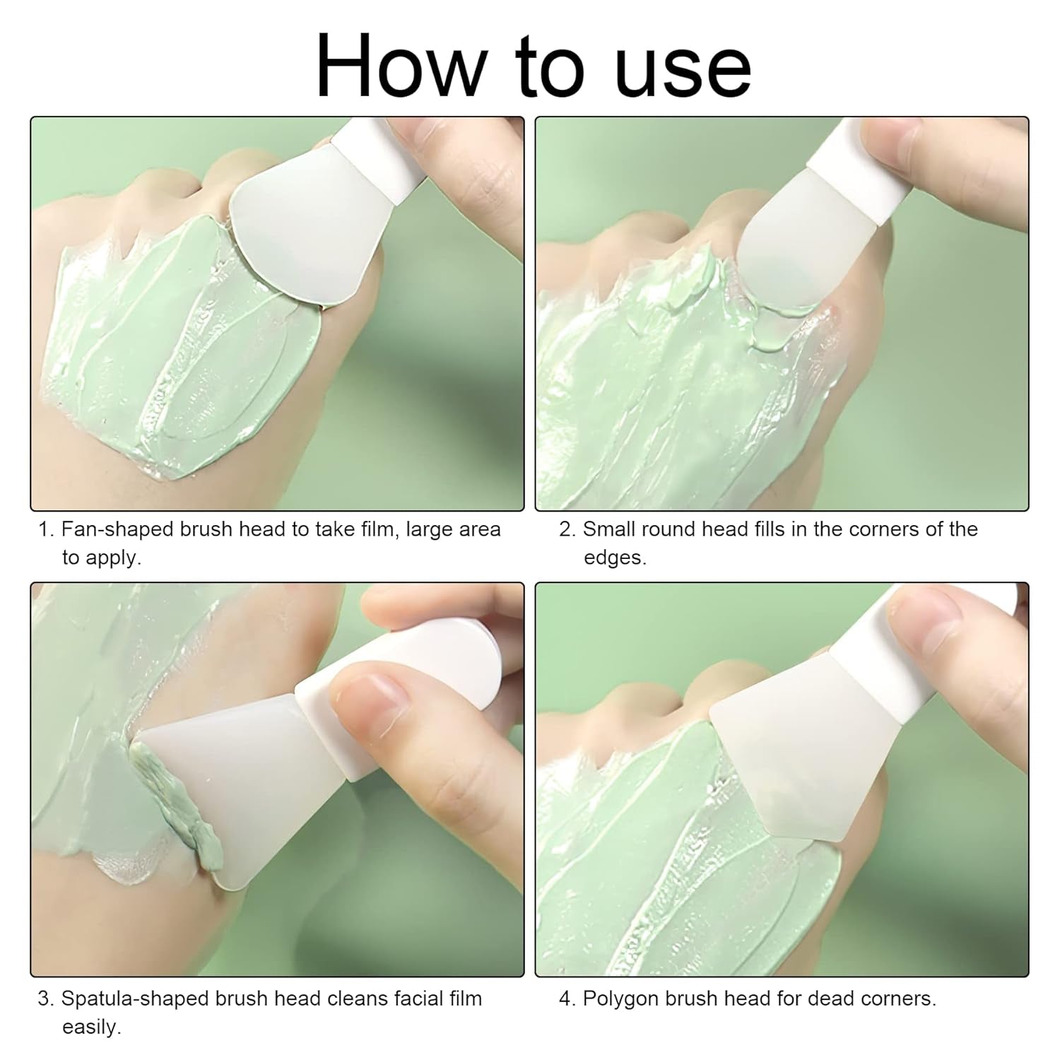 4PCS Face Mask Applicator Brushes,  Soft Silicone Face Mask Brush Portable Makeup Spatula for Cosmetic Mask, Mud, Clay Mask, Eye Mask, Body Lotion